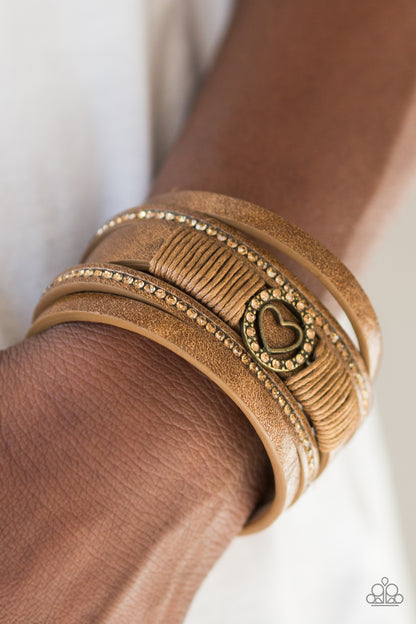 It Takes Heart - Brass - Paparazzi Bracelet