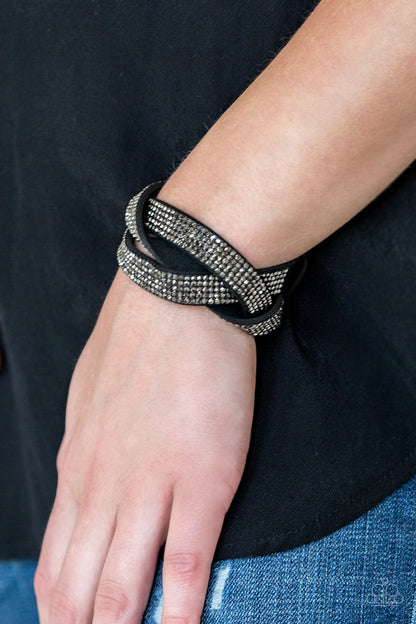 Nice Girls Finish Last - Black Snap Bracelet