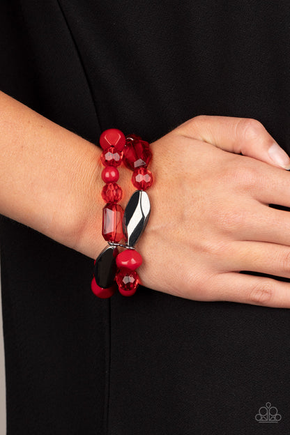 Rockin Rock Candy - Red - Paparazzi  Bracelet