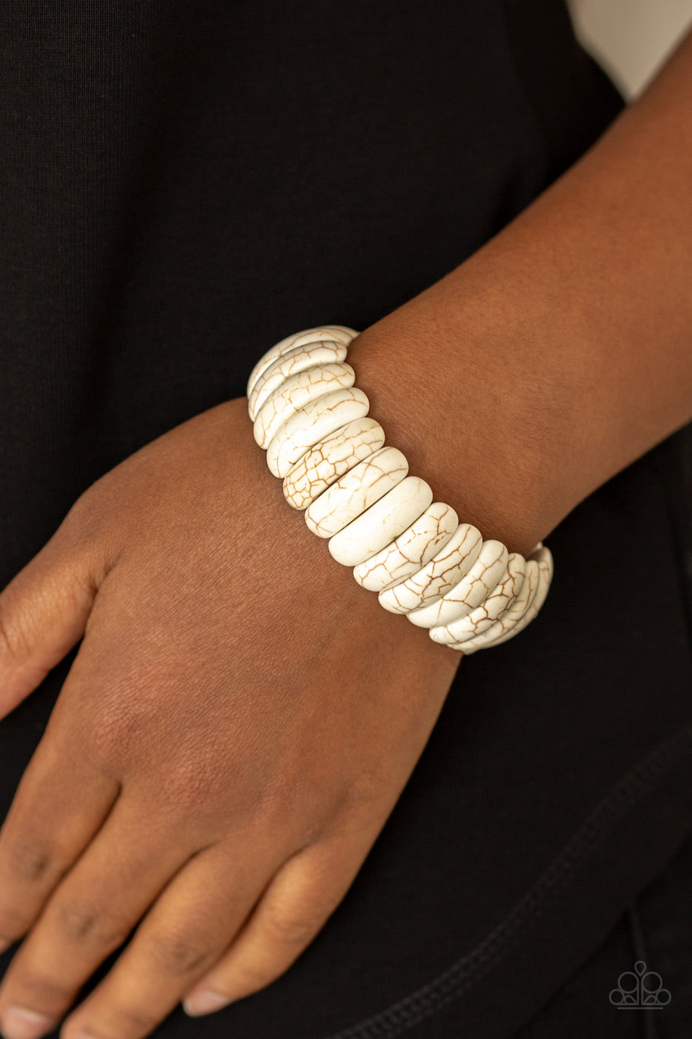 Peacefully Primal - White - Paparazzi Bracelet