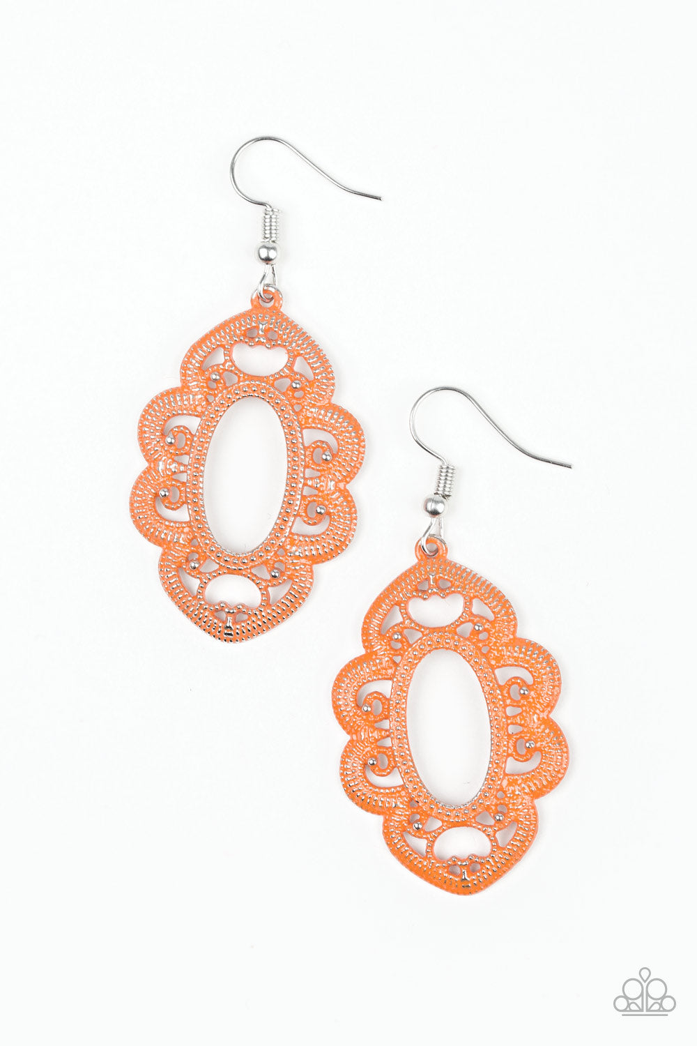 Mantras and Mandalas - Orange Fish Hook Earrings
