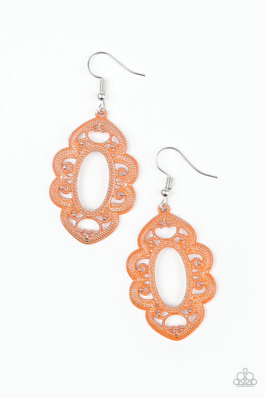 Mantras and Mandalas - Orange Fish Hook Earrings
