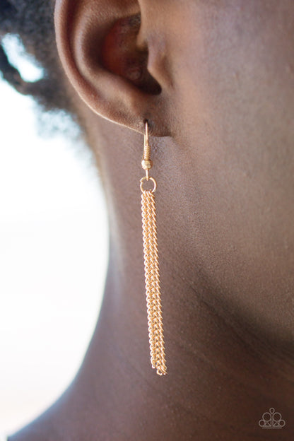 Swank Bank - Gold Necklace and Super Swanky - Gold - Paparazzi Earrings Paparazzi Set