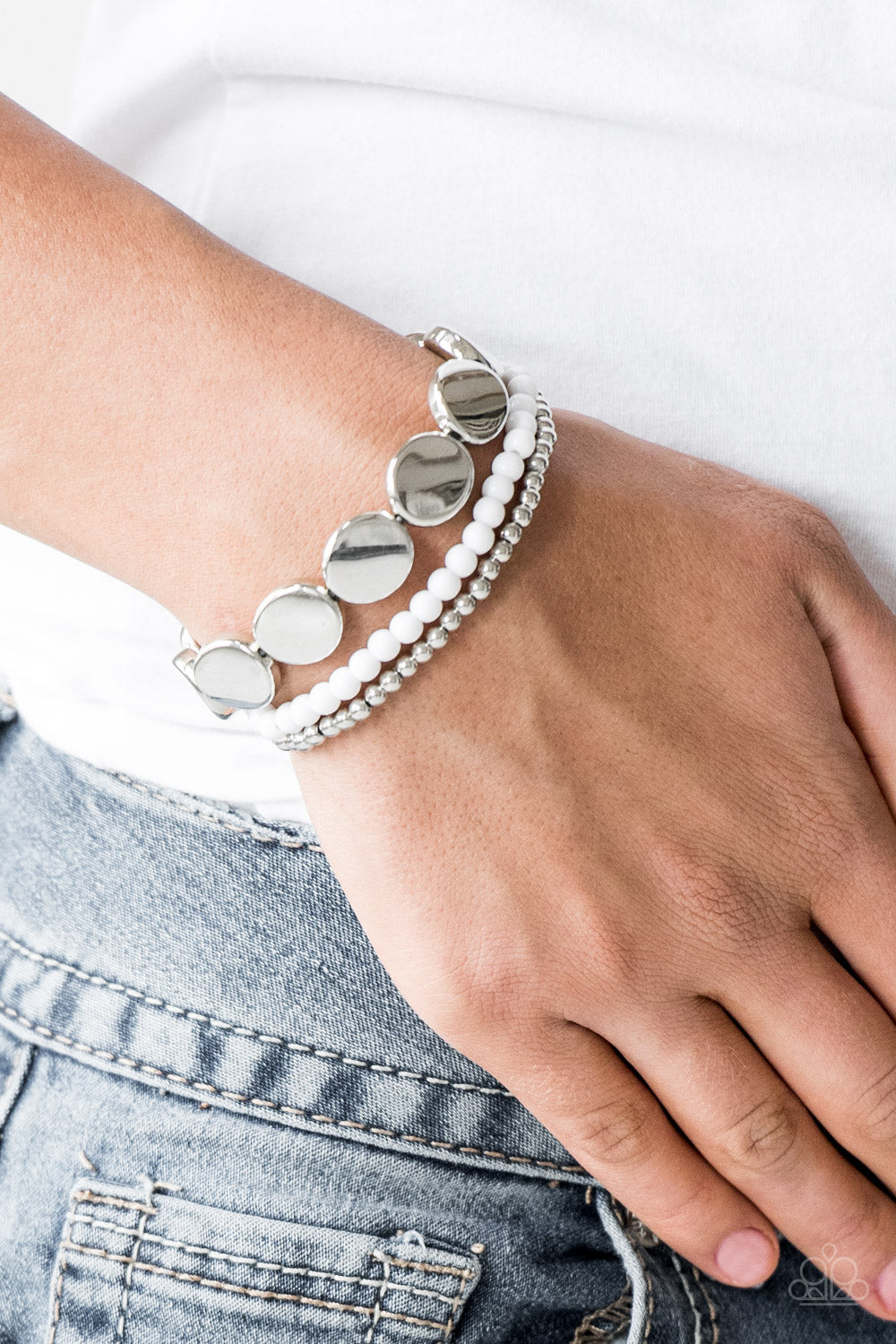 Beyond The Basics - White - Paparazzi Bracelet