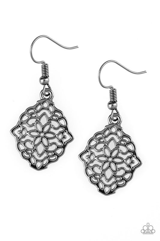 Flirty Florals - Black - Paparazzi Earrings