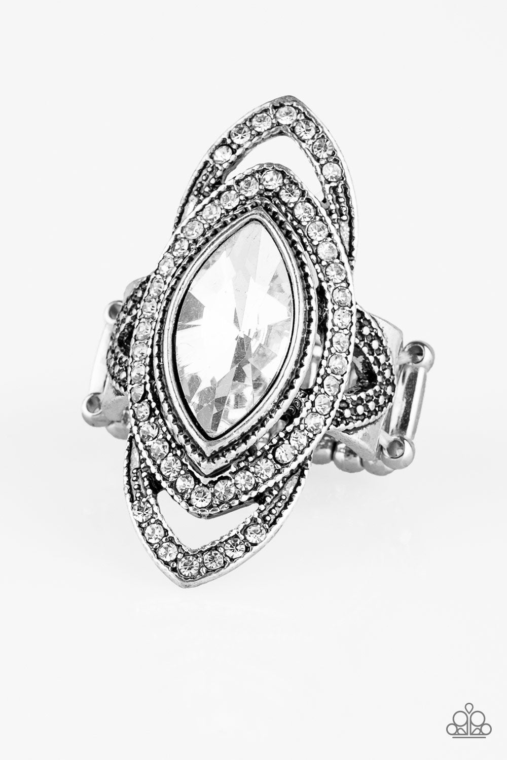 Hot Off The EMPRESS - White - Paparazzi Ring