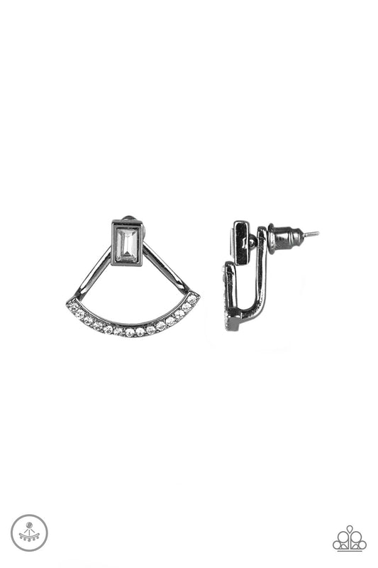 Delicate Arches - Black - Paparazzi Post Earrings