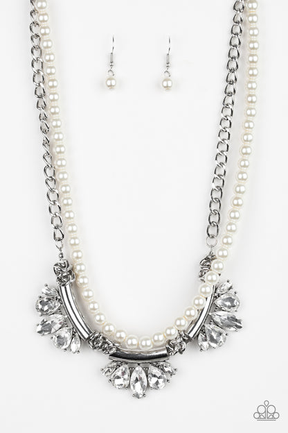 Bow Before The Queen - White - Paparazzi Necklace
