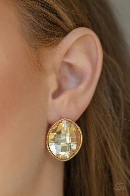 Movie Star Sparkle - Gold - Paparazzi Earrings