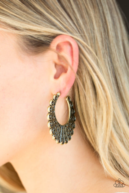 Funky Flirt - Brass - Paparazzi Earrings