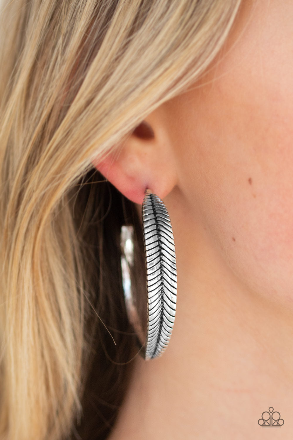 Funky Feathers - Silver - Paparazzi Earrings