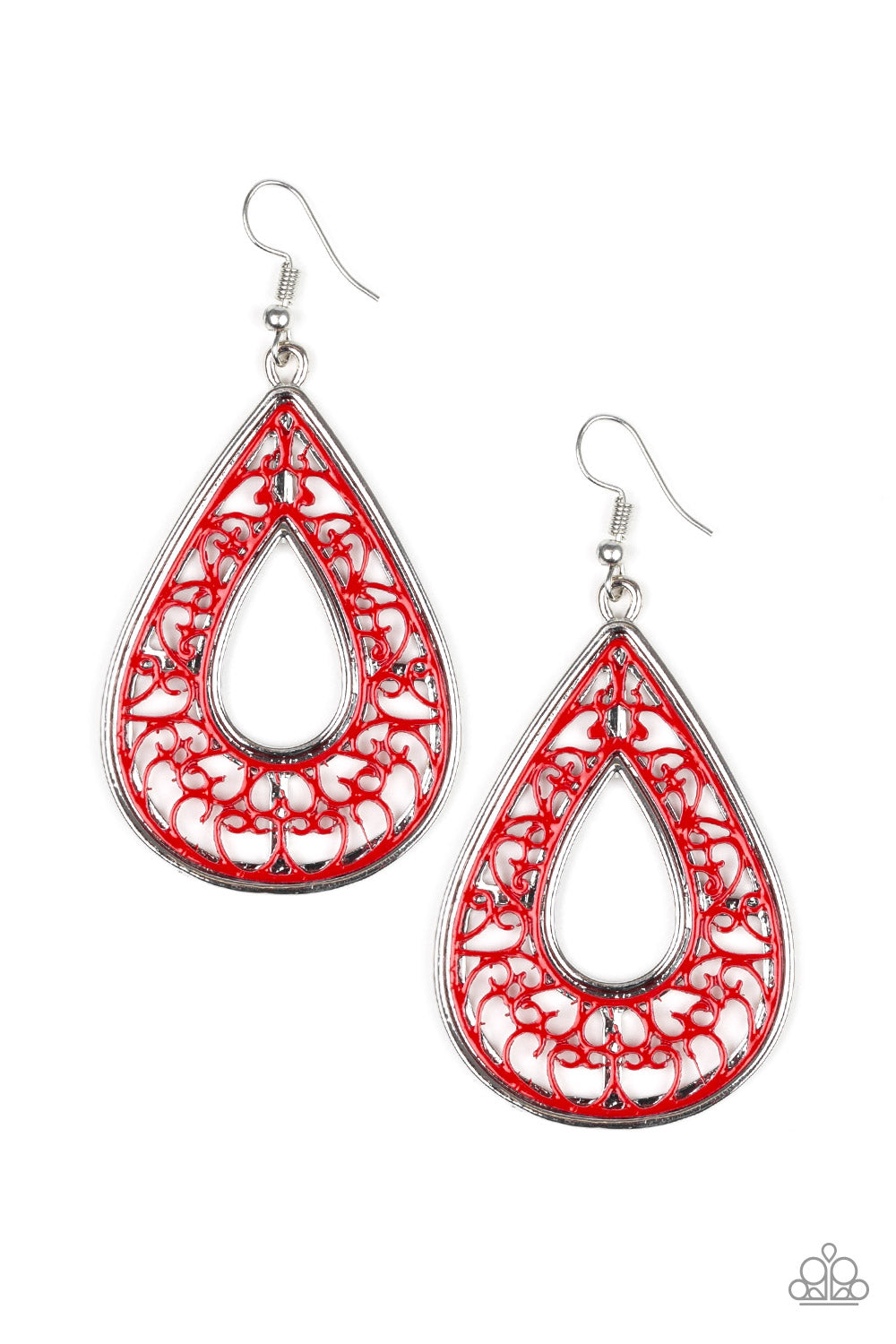 Drop Anchor - Red Fish Hook Earrings