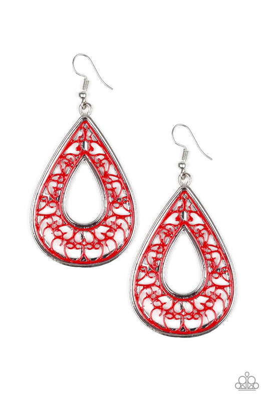 Drop Anchor - Red Fish Hook Earrings