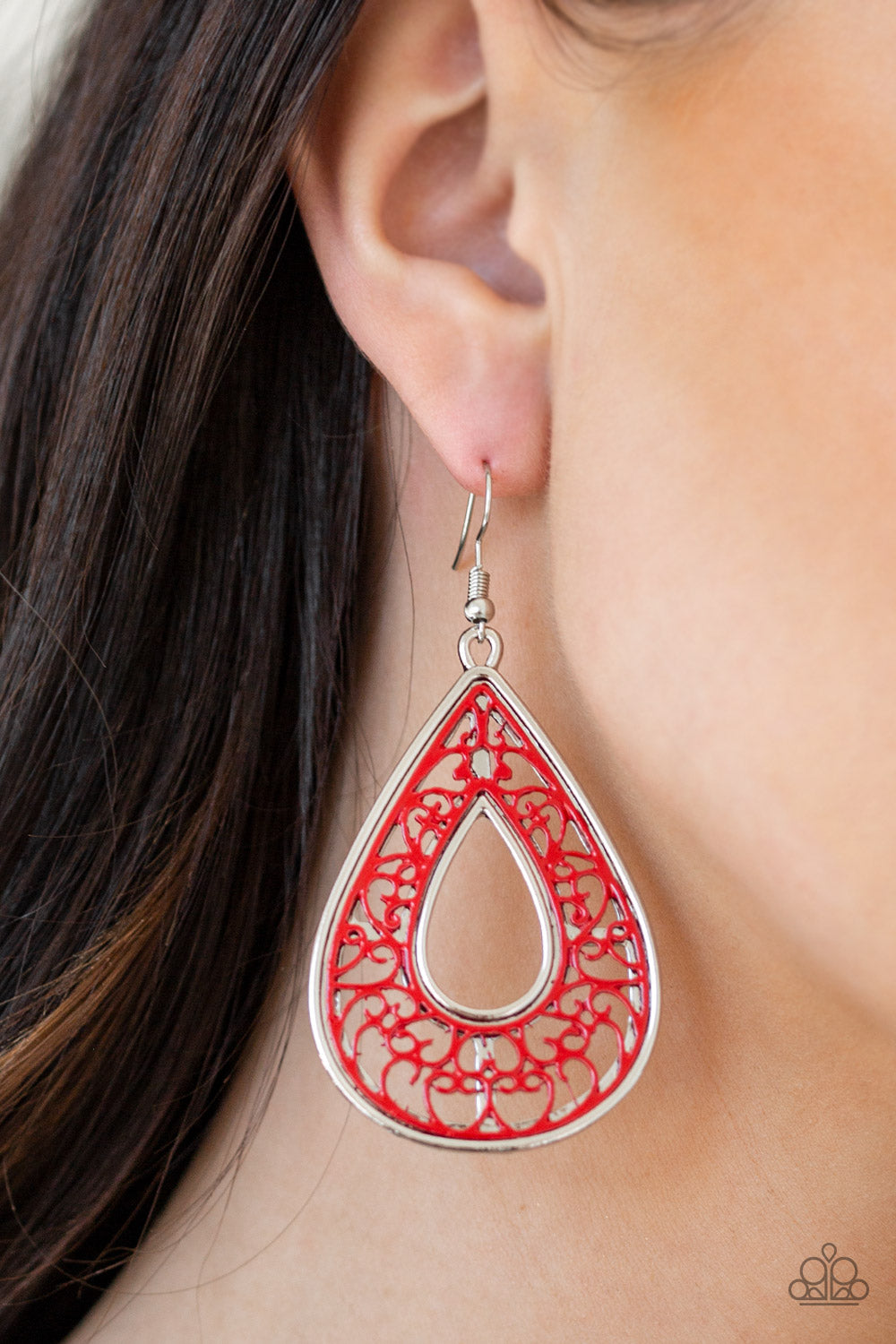 Drop Anchor - Red Fish Hook Earrings