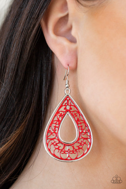 Drop Anchor - Red Fish Hook Earrings