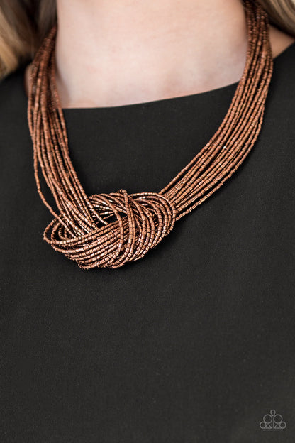 Knotted Knockout - Copper - Paparazzi Necklace
