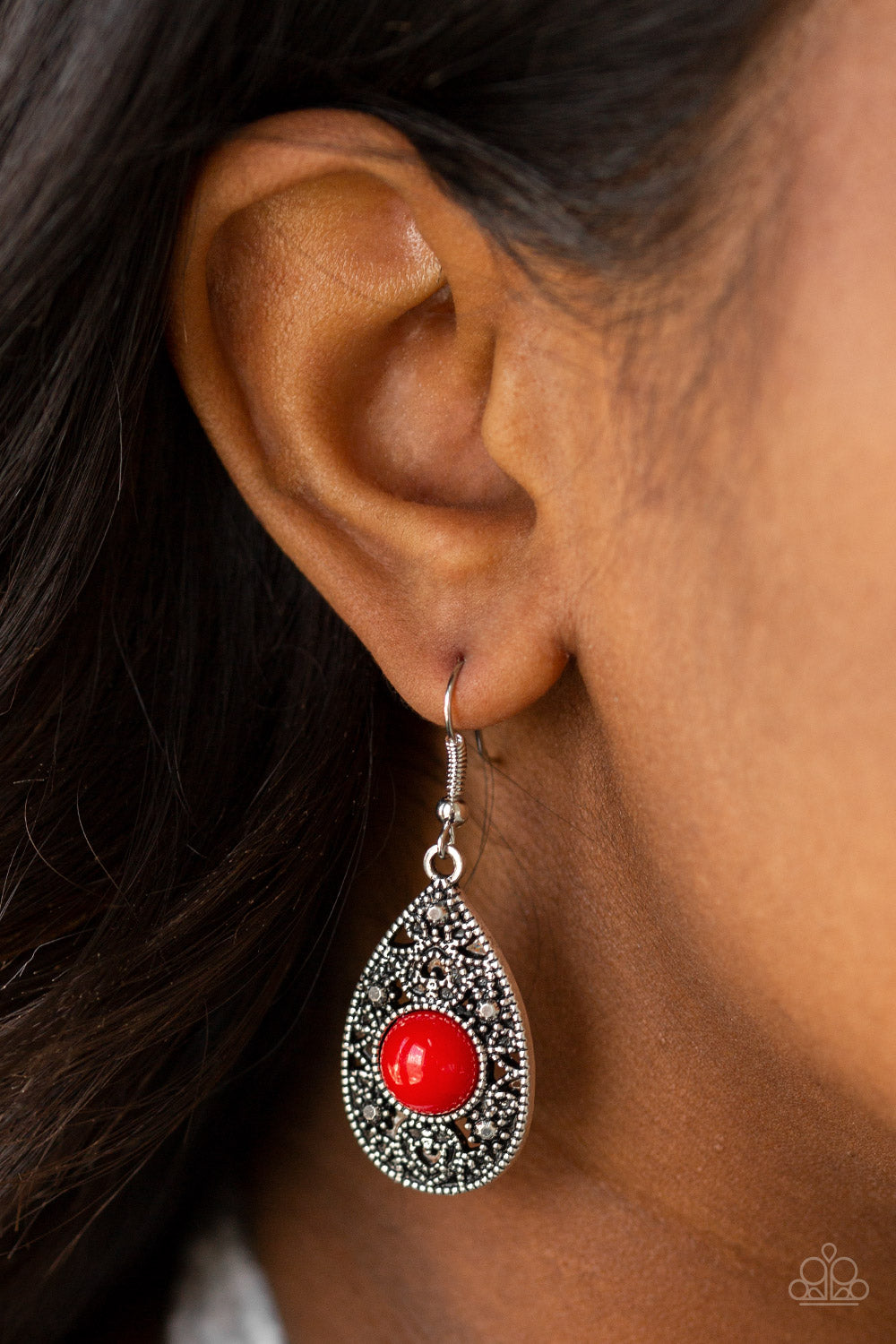 From POP To Bottom - Red Fish Hook Earrings