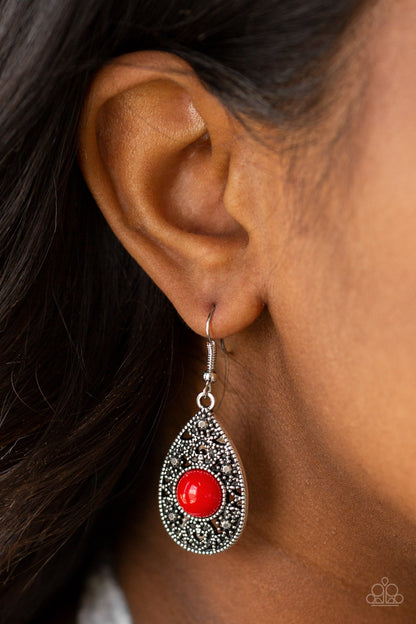 From POP To Bottom - Red Fish Hook Earrings