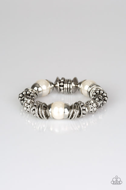 Uptown Tease - White Stretch Bracelet