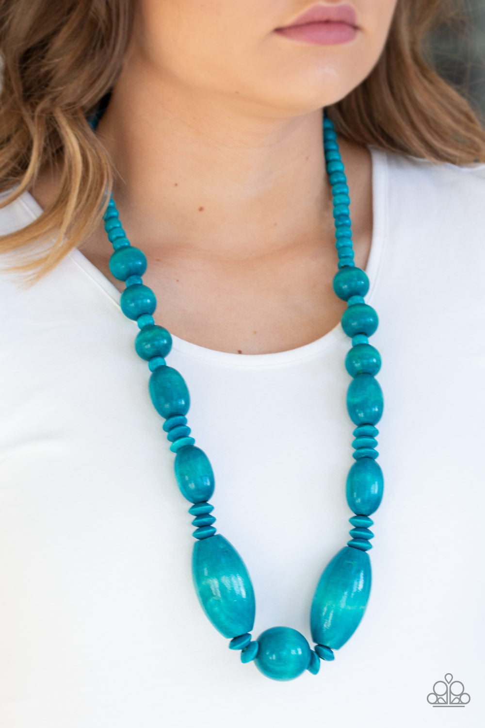 Summer Breezin - Blue Wood Necklace