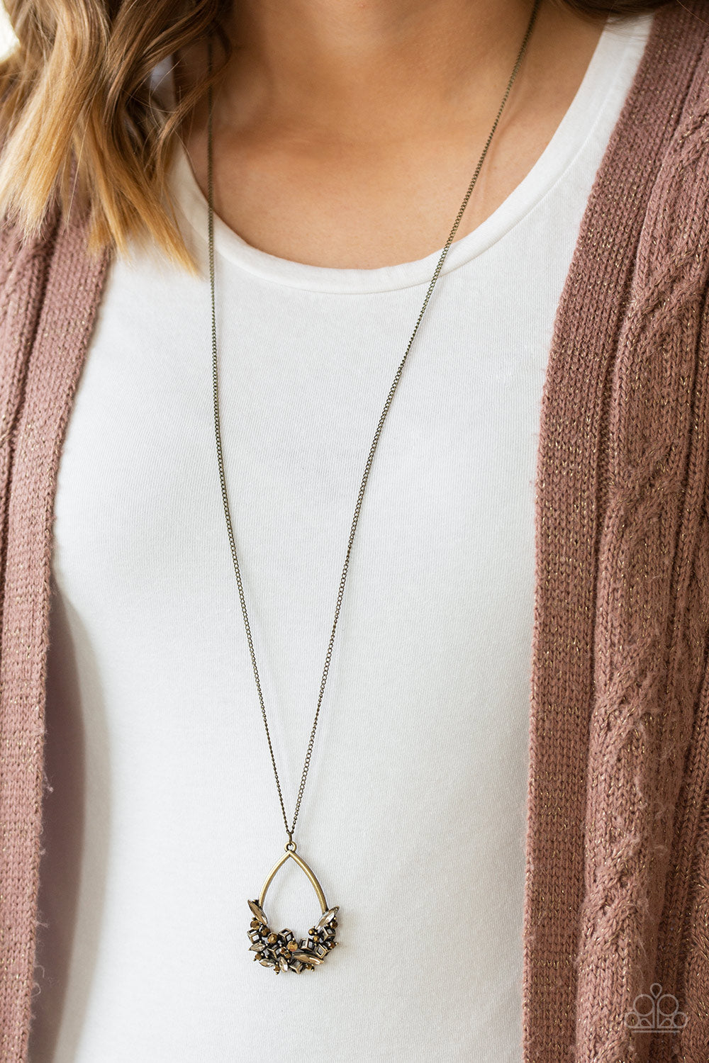 Couture Crash Course - Brass - Paparazzi Necklace and Crash Landing Brass Earrings Set