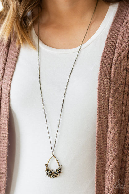 Couture Crash Course - Brass - Paparazzi Necklace and Crash Landing Brass Earrings Set