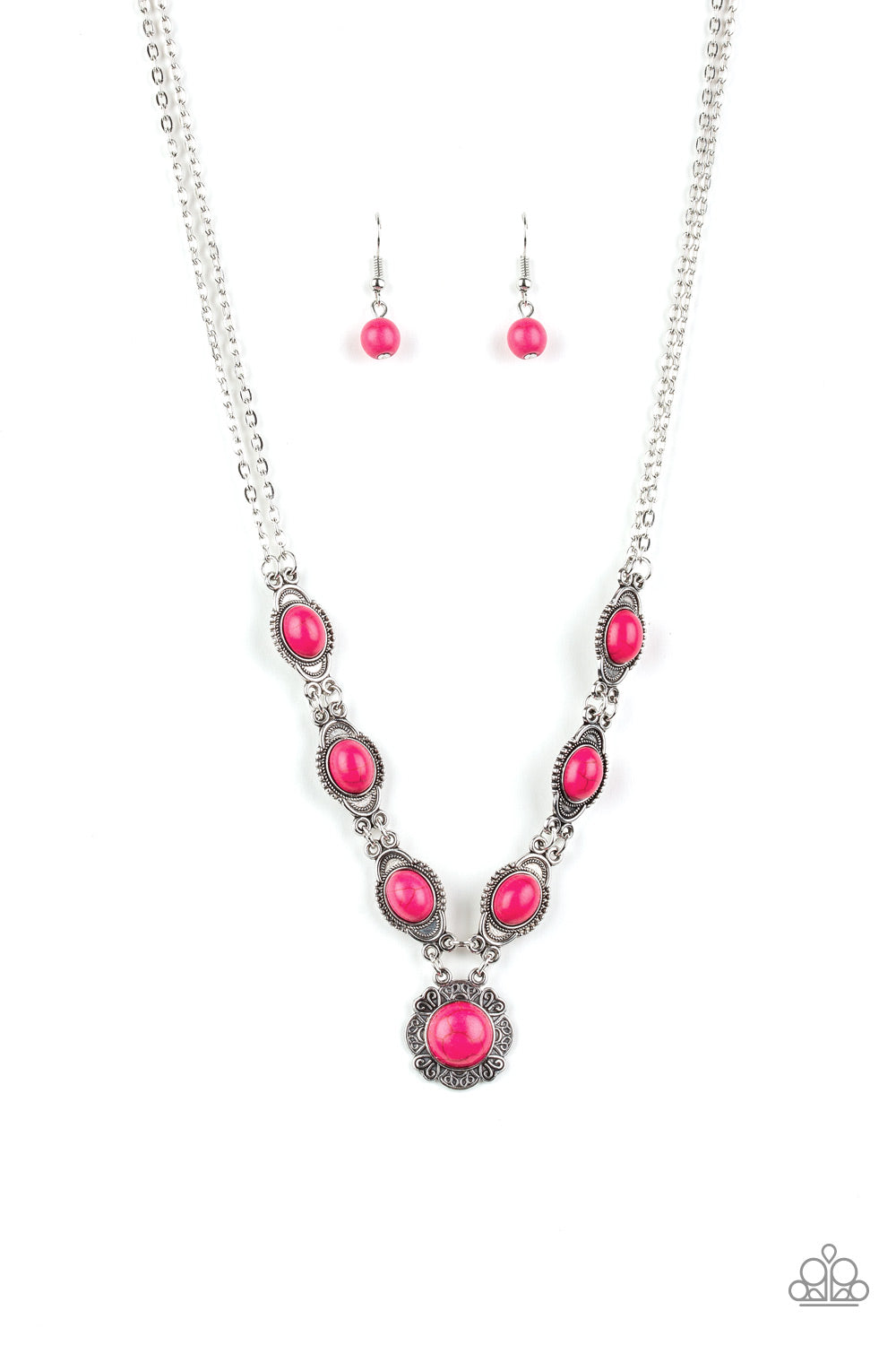 Desert Dreamin - Pink - and Serenely Southern - Pink Paparazzi Necklace and Bracelet Set