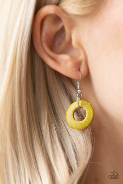 Boardwalk Party - Yellow Wood Necklace