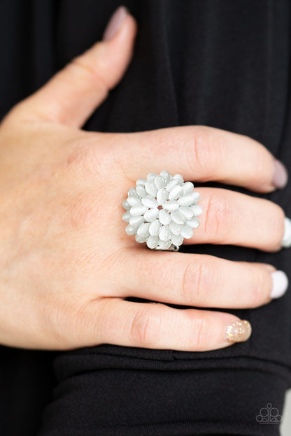Bloomin Bloomer - White Paparazzi Ring