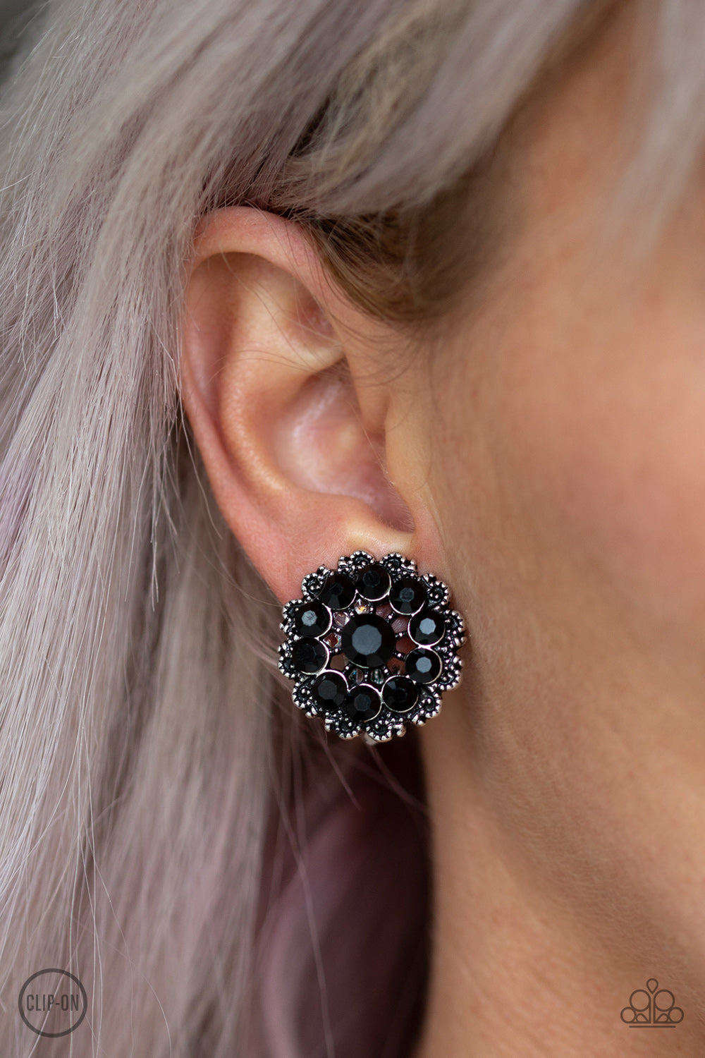Business Bedazzle - Black - Paparazzi Earrings