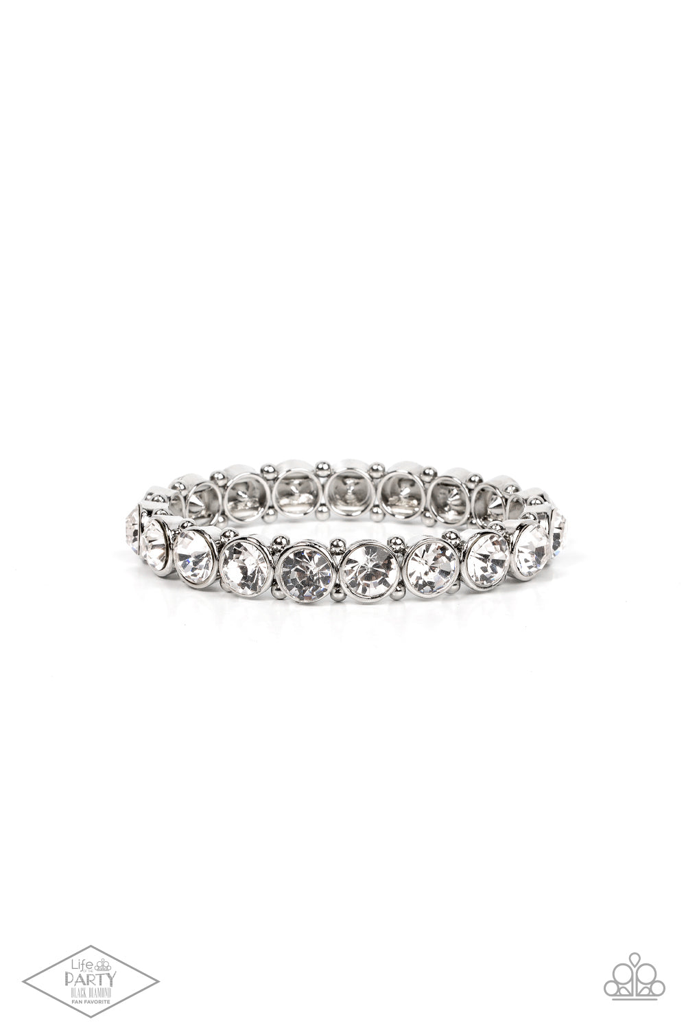 Sugar-Coated Sparkle - White - Paparazzi Bracelet (Black Diamond Life of Party)