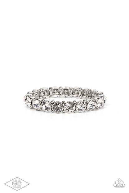 Sugar-Coated Sparkle - White - Paparazzi Bracelet (Black Diamond Life of Party)
