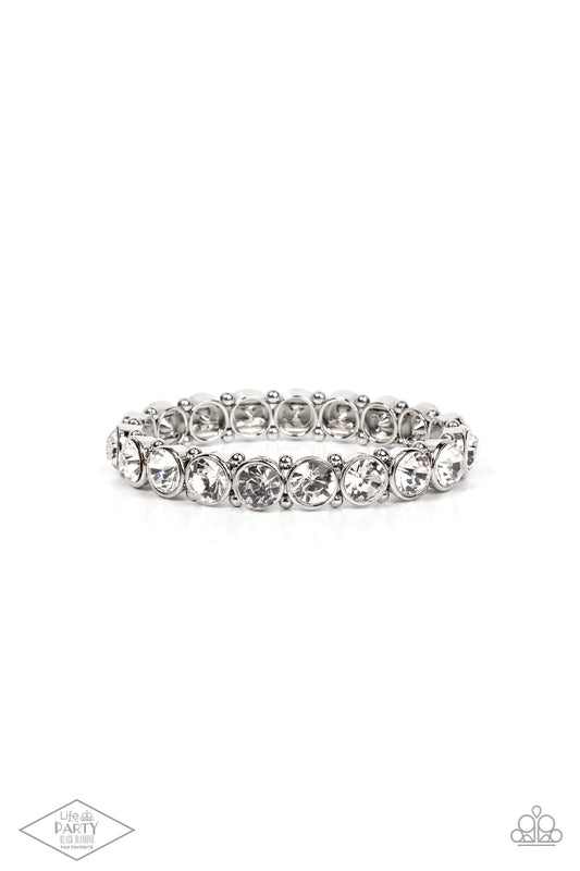 Sugar-Coated Sparkle - White - Paparazzi Bracelet (Black Diamond Life of Party)