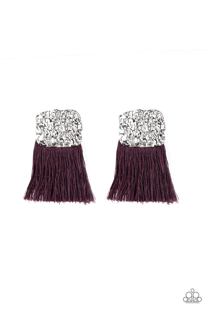 Plume Bloom - Purple - Paparazzi Earrings