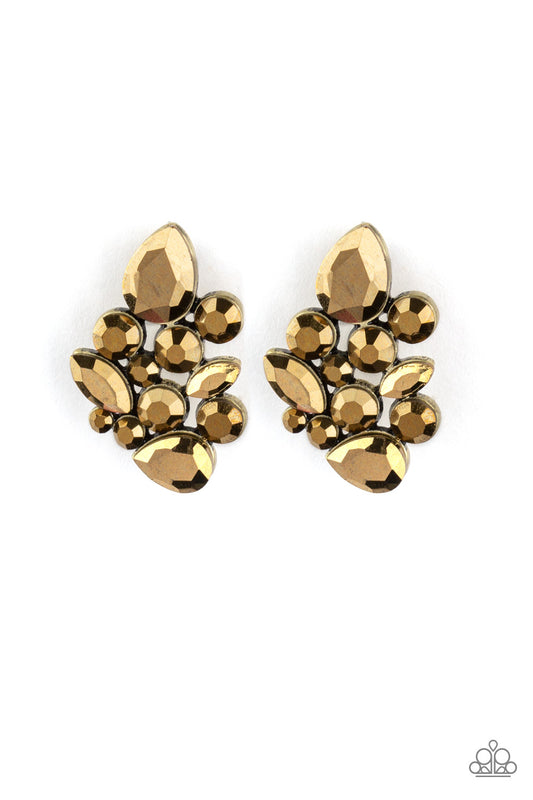 Galaxy Glimmer - Brass - Paparazzi Earrings