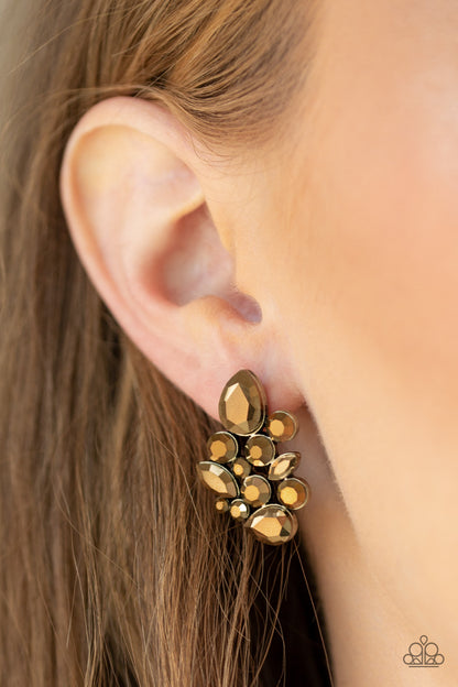Galaxy Glimmer - Brass - Paparazzi Earrings