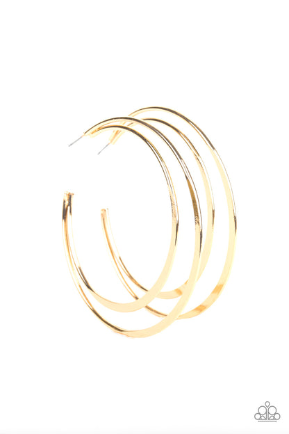 Last Hoop-rah - Gold - Paparazzi Earrings