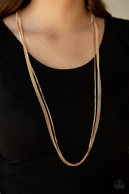 Sleek and Destroy - Gold - Paparazzi Necklace
