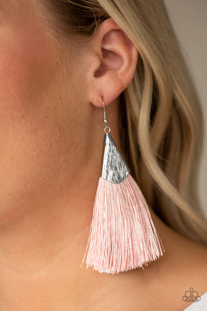 In Full Plume - Pink Fish Hook Earrings