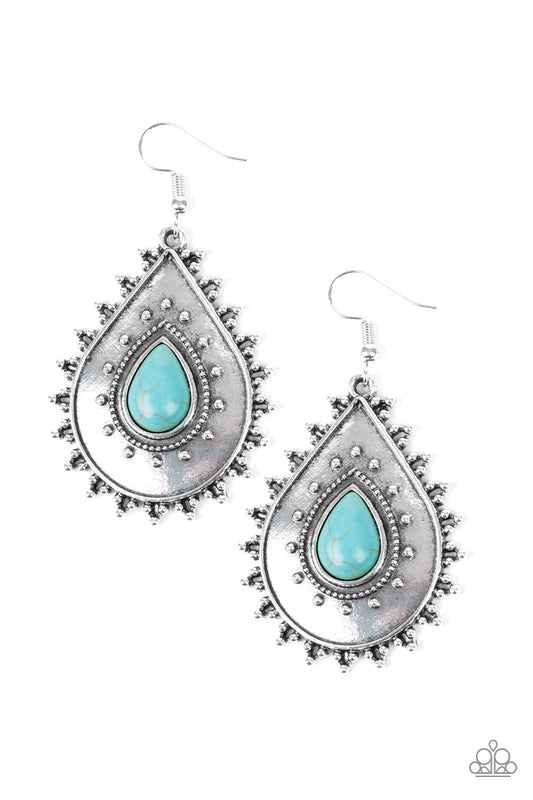 Desert Drama - Blue Fish Hook Earrings