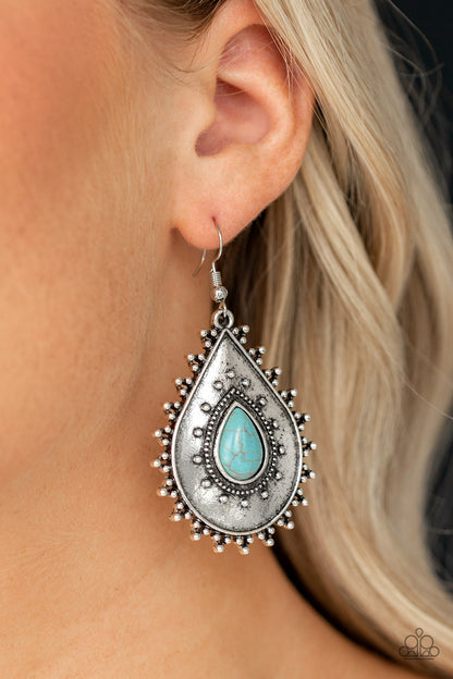Desert Drama - Blue Fish Hook Earrings