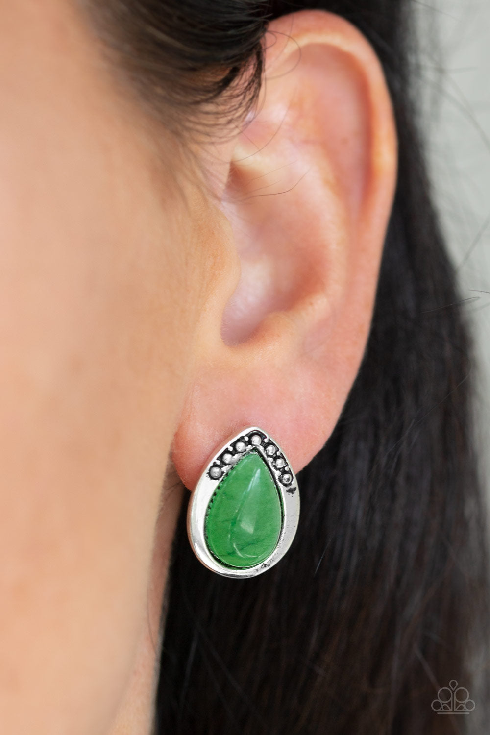 Stone Spectacular - Green - Paparazzi Earrings