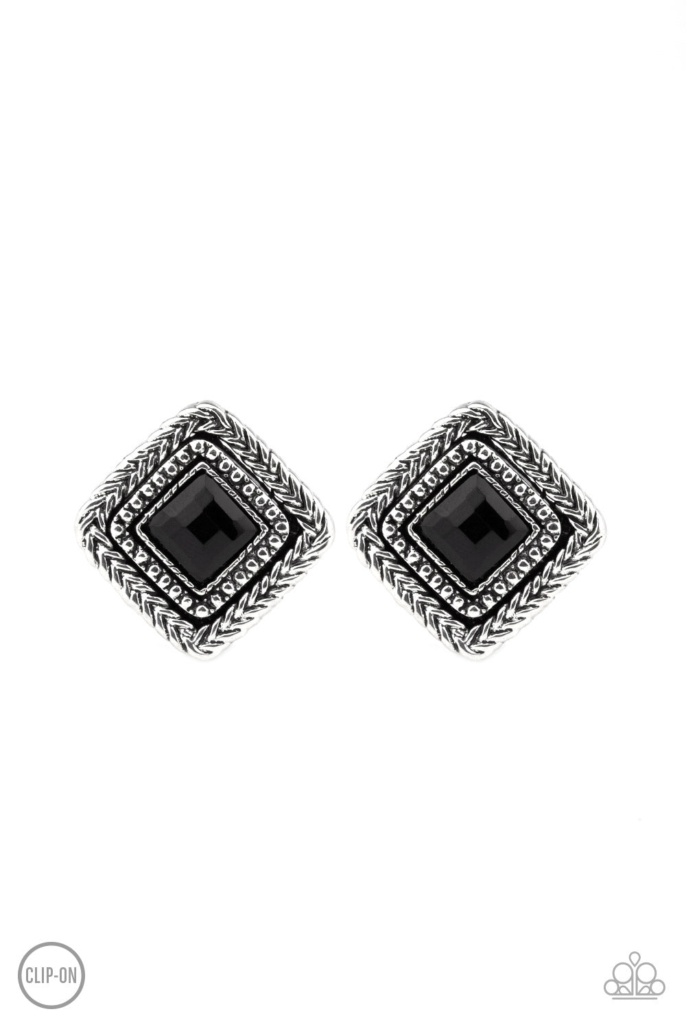 Fashion Square - Black - Paparazzi Earrings