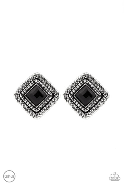 Fashion Square - Black - Paparazzi Earrings