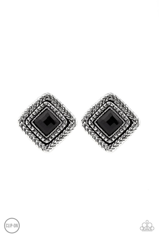 Fashion Square - Black - Paparazzi Earrings