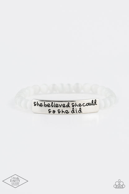 So She Did - White - Paparazzi Bracelet