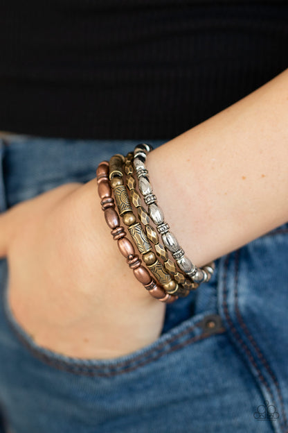 Texture Throwdown - Multi - Paparazzi Bracelet