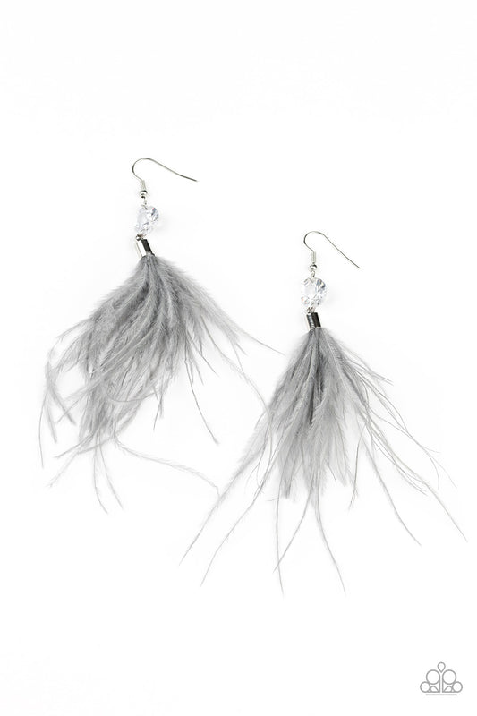 Feathered Flamboyance - Silver Fish Hook Earrings