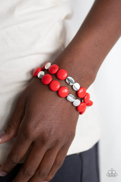 Simply Sedimentary - Red - Paparazzi Bracelet