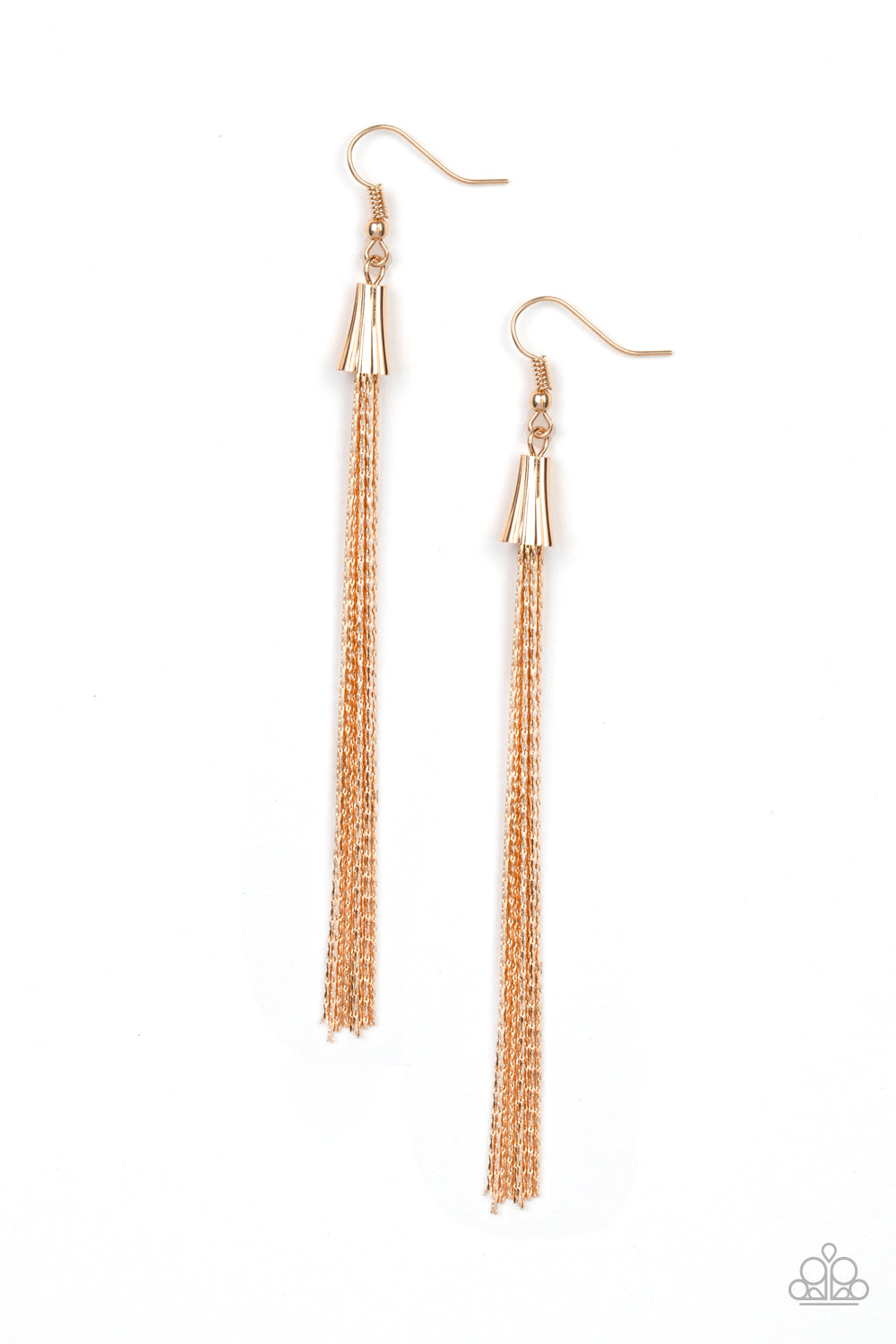 Shimmery Streamers - Gold Fish Hook Earrings